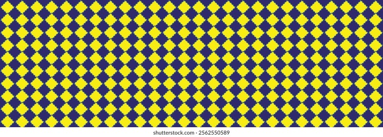 Yellow and Blue Diamond Pattern Seamless Texture