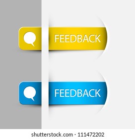Yellow and blue Feedback Labels / Stickers on the edge of the (web) page
