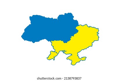Yellow blue flag of Ukraine, map border. Vector illustration