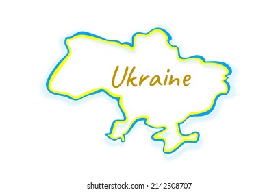 Yellow blue flag of Ukraine, map border. Vector illustration