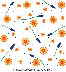 Yellow and blue flower design pattern