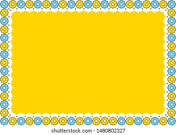 yellow and blue flower frame. flower frame. frame template
