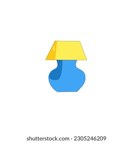 ilustración vectorial de jarrón de flores azules amarillas en fondo blanco