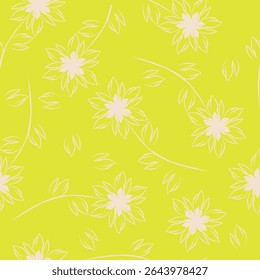 Yellow and blue flowers design on white color background seamless pattern. Can be use for fabric textile wallpaper wrap paper