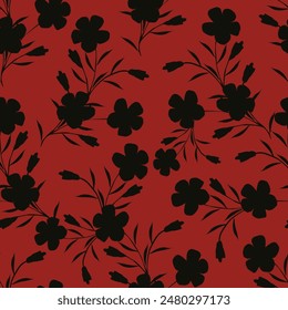 Yellow and blue flowers on brown color seamless pattern. This pattern can be use for fabric textile wallpaper