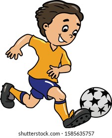 yellow blue footballer cartoon vector