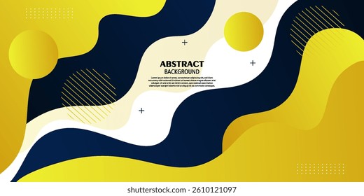 Yellow and blue geometric business banner design. Creative banner design with wave and circle shape as template. Simple design on white horizontal banner. Vector Eps10