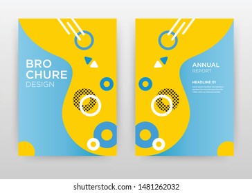 Yellow, blue geometric shapes design for annual report, brochure, flyer, poster. Yellow, blue abstract background vector illustration for flyer, leaflet, poster. Business abstract A4 brochure template