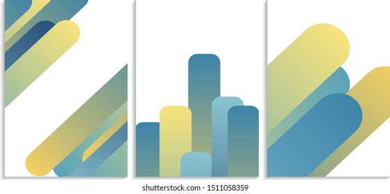 yellow and Blue gradient Modern abstract diagonal line covers set