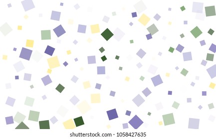 Yellow, Blue and Green Confetti in the Form of Rectangles on White Background
