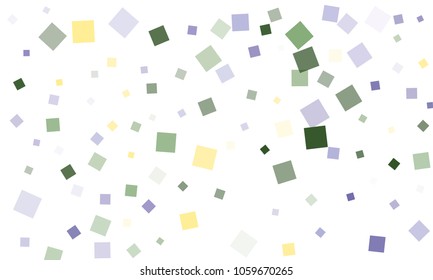 Yellow, Blue and Green Confetti in the Form of Rectangles on White Background