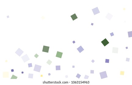 Yellow, Blue and Green Confetti in the Form of Rectangles on White Background