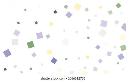 Yellow, Blue and Green Confetti in the Form of Rectangles on White Background