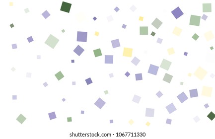 Yellow, Blue and Green Confetti in the Form of Rectangles on White Background