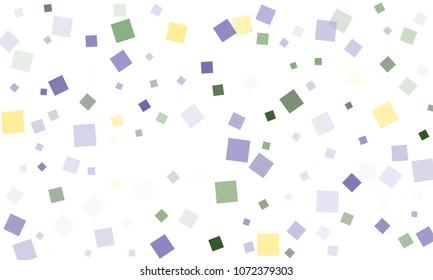 Yellow, Blue and Green Confetti in the Form of Rectangles on White Background