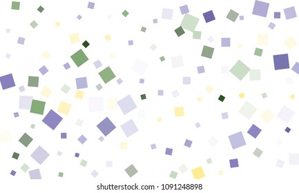 Yellow, Blue and Green Confetti in the Form of Rectangles on White Background