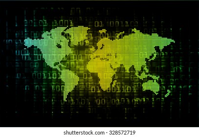 yellow blue green Light Abstract Technology background for computer graphic website internet and business. circuit. vector illustration. infographics. motion move blur.neon. pixel. World Map, Global
