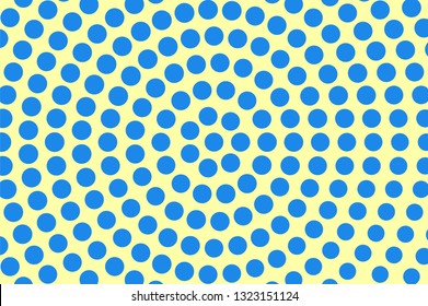 Yellow blue halftone vector background. Oversized halftone texture. Round dotwork gradient. Vibrant dotted vector background. Retro halftone overlay. Vintage cartoon effect. Perforated texture