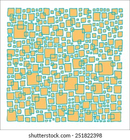 Yellow and blue hand drawn patterns. Vector background