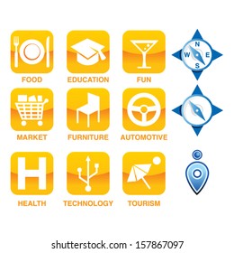 Yellow and blue icon set