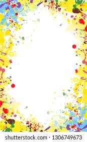 Yellow and blue isolated vector colorful splattered frame for flyers, posters, invitations