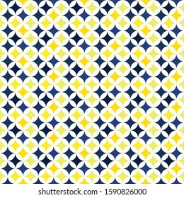 Yellow and blue Japanese geometric pattern. Decorative diamond background.