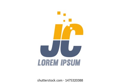 yellow blue JC J C alphabet letter logo icon design suitable for a company or business