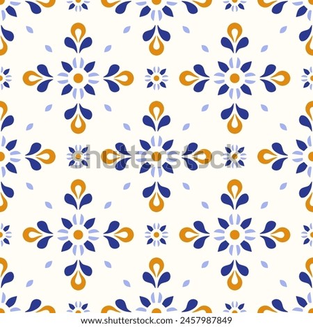 Yellow and blue luxury vector seamless pattern. Ornament, Traditional, Ethnic, Arabic, Turkish, Indian motifs. Great for fabric and textile, wallpaper, packaging design or any desired idea.