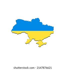 Yellow and blue Map of Ukraine. Vector graphics