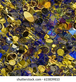 Yellow and blue marbles pattern. Abstract seamless texture for fabric, wrapping