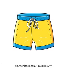 Yellow blue men swim trunks shorts isolated cartoon vector