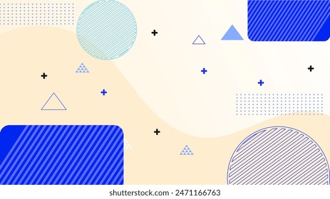 Yellow and blue minimalist abstract background with memphis style in geometric