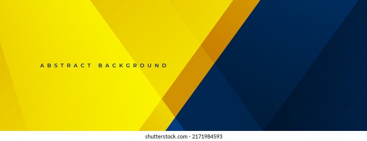 Banner amplio abstracto amarillo y azul con formas geométricas. Fondo abstracto azul oscuro y amarillo. Ilustración del vector