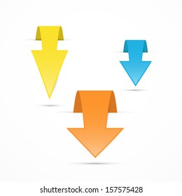 yellow, blue and orange arrows on white background 