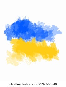 La pintura amarilla y azul traza el fondo, los colores y símbolos ucranianos