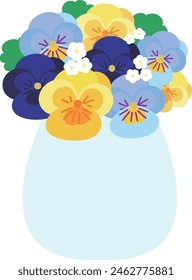 yellow and blue pansies in a vase