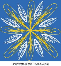 Yellow blue pattern for tiles talavera spanish style, vector illustration for design. symmetrical flower