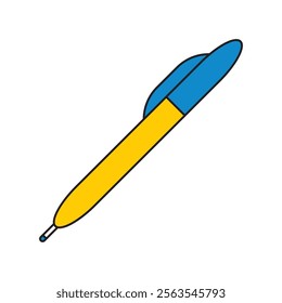 Yellow blue pen isolated vector illustration