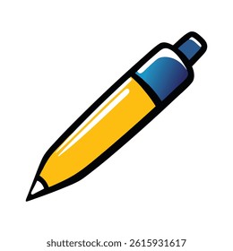 Yellow and Blue Pen Writing Instrument Clipart