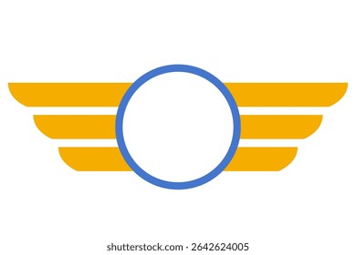 Yellow and blue pilot wings badge icon vector-design. Clipart image isolated on background.