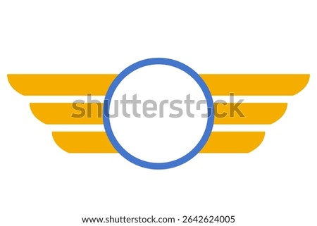 Yellow and blue pilot wings badge icon vector-design. Clipart image isolated on background.