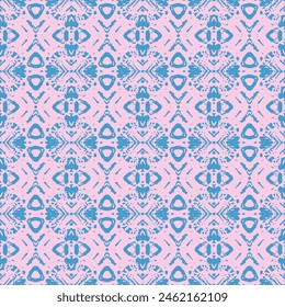 Yellow, blue and pink tie dye design, seamless ikat pattern with ethnic elements Square shapes texture retro style geometric ornament.