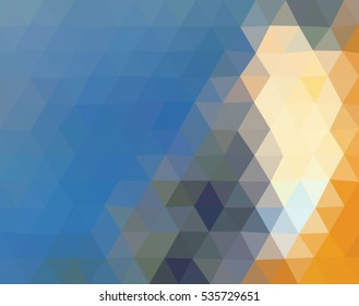 Yellow and blue polygonal illustration with triangle. Geometric background.