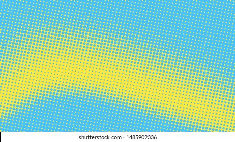 Yellow and blue pop art background in retro comic style with halftone dots design isolated