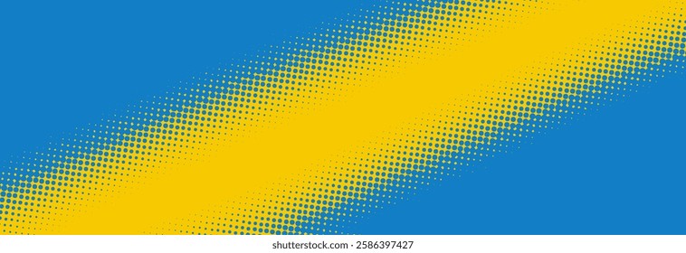 Yellow and blue pop art background in retro comics style with halftone dots design, vector illustration EPS10