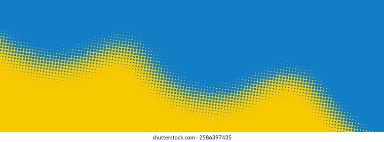 Yellow and blue pop art retro comic background with halftone dots design, vector illustration EPS10