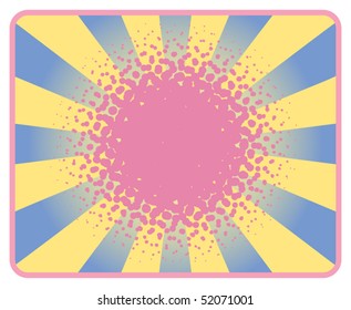 Yellow blue rays with pink splash background, vector illustration