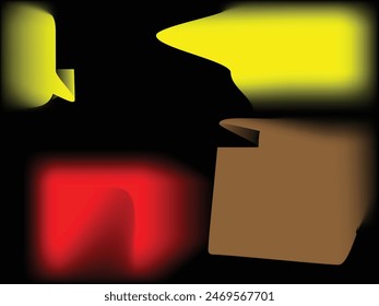 Yellow, blue, red, brown and black  color combination gradient background design.