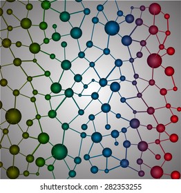 yellow blue red DNA symbol. icon. Vector illustration. infographics. Abstract gene chain background.Can be used as medical,genetic,pharmaceutical, science industries.silver background