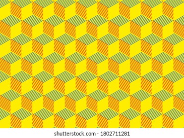 Yellow, blue and red geometric cube pattern design Triad color design. Ideal for stamps and clothes stamps